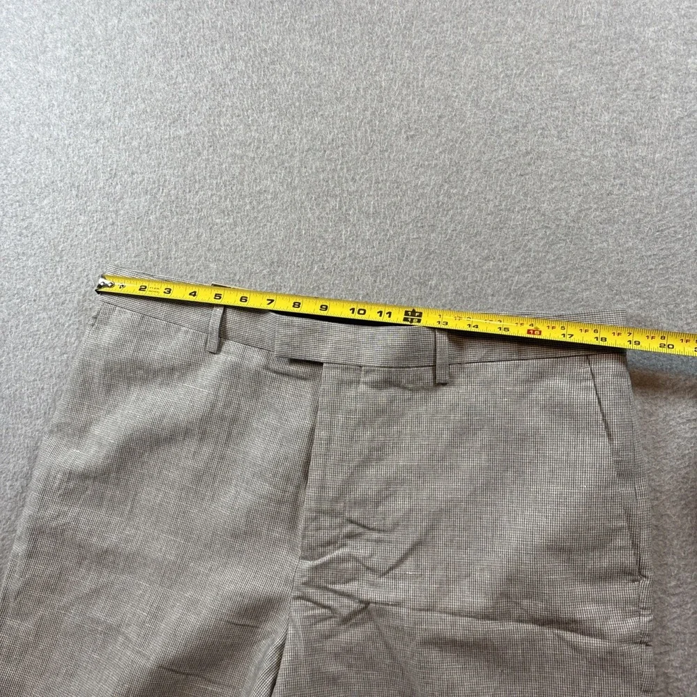 Banana Republic Slim Fit Men's 36x32 Linen Cotton Gray Micro Square Pattern Pant